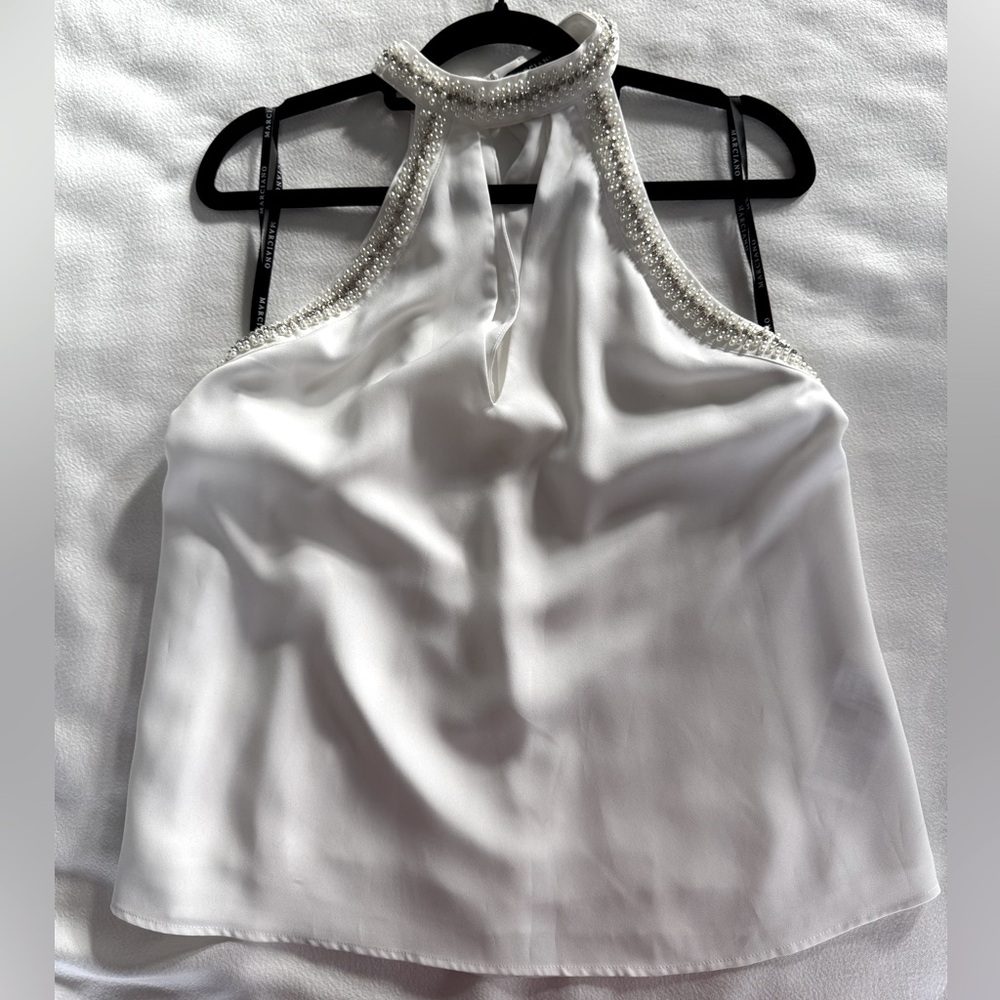 Marciano Pearl & Crystal Halter Tank
